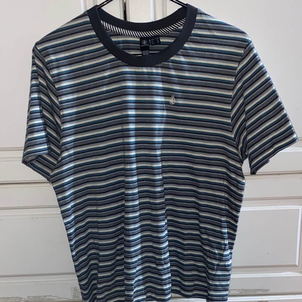 Volcom Women's Striped Tee - Blue, Gray, White